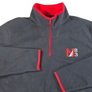 Nautica Nautex 1/4 Zip Fleece Pullover Men XL Navy Red Trim Preppy Casual